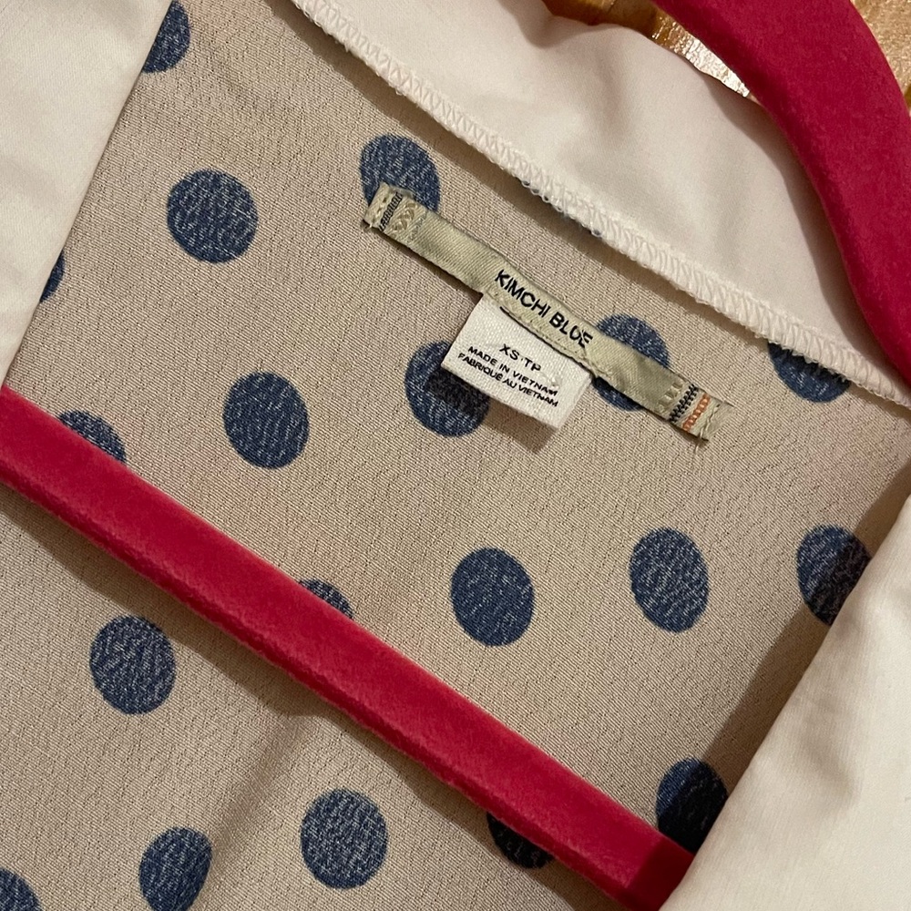 Urban Outfitters, Kimchi Blue, Cream and Blue Polka Dot Mini Dress - Picture 7 of 7